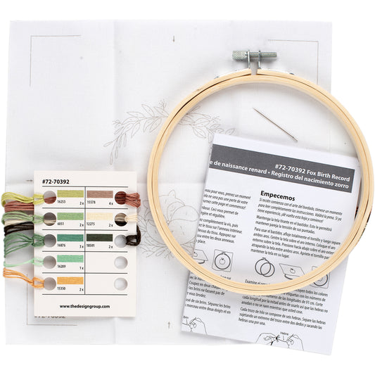 Dimensions Fox Birth Record Embroidery Kit, 6" diameter