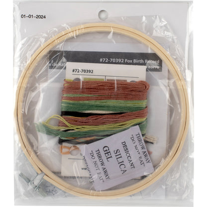 Dimensions Fox Birth Record Embroidery Kit, 6" diameter