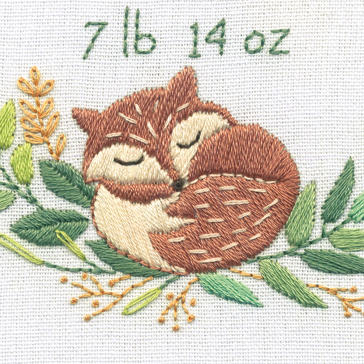 Dimensions Fox Birth Record Embroidery Kit, 6" diameter