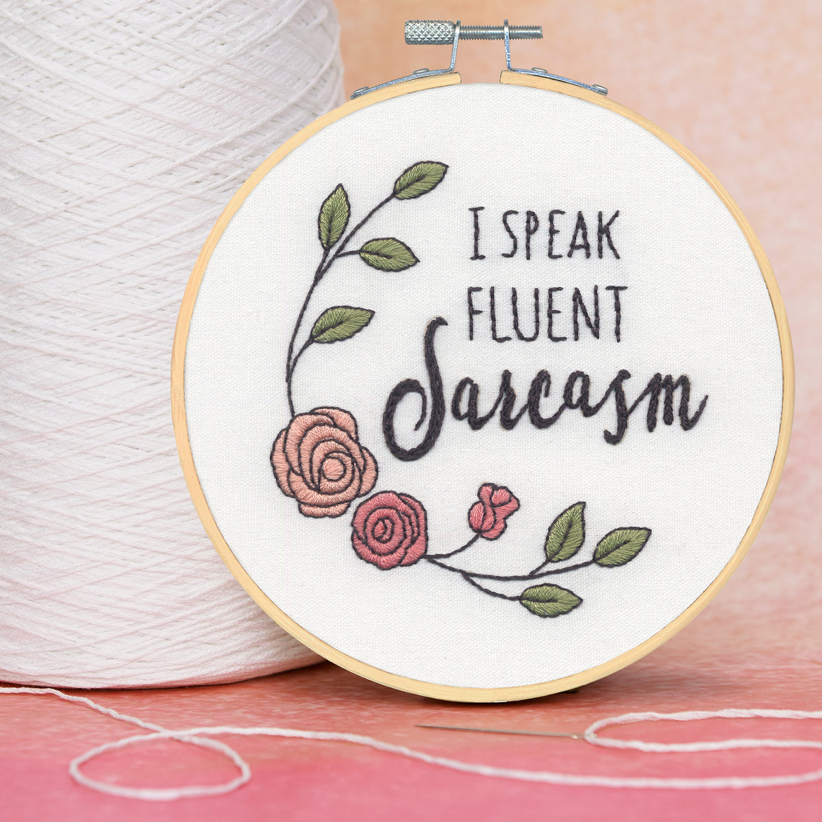 Dimensions Fluent Sarcasm Embroidery Kit, 6" diameter