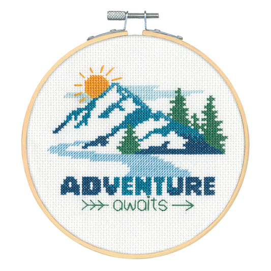 Dimensions Adventure Awaits Counted Cross Stitch Kit, 6" diameter