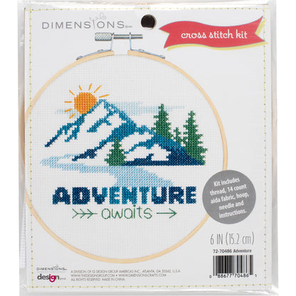 Dimensions Adventure Awaits Counted Cross Stitch Kit, 6" diameter