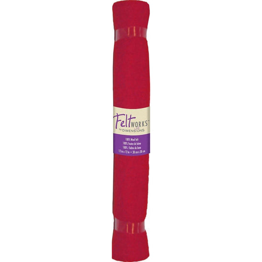 Dimensions Red Wool Felt Roll, 12" x 12"