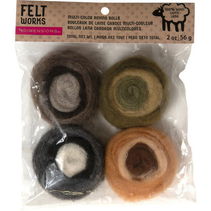 Dimensions Earth Tones Wool Roving Rolls, 2 oz/56 g
