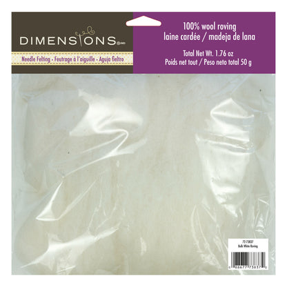 Dimensions Bulk White Wool Roving, 1.76 oz/50 g