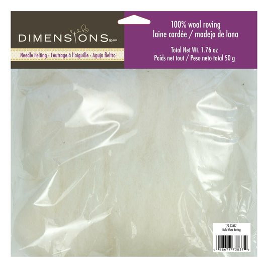 Dimensions Bulk White Wool Roving, 1.76 oz/50 g