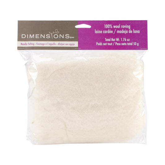 Dimensions Bulk White Wool Roving, 1.76 oz/50 g