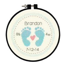 Dimensions Baby Footprints Counted Cross Stitch Kit, 6" diameter