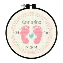 Dimensions Baby Footprints Counted Cross Stitch Kit, 6" diameter