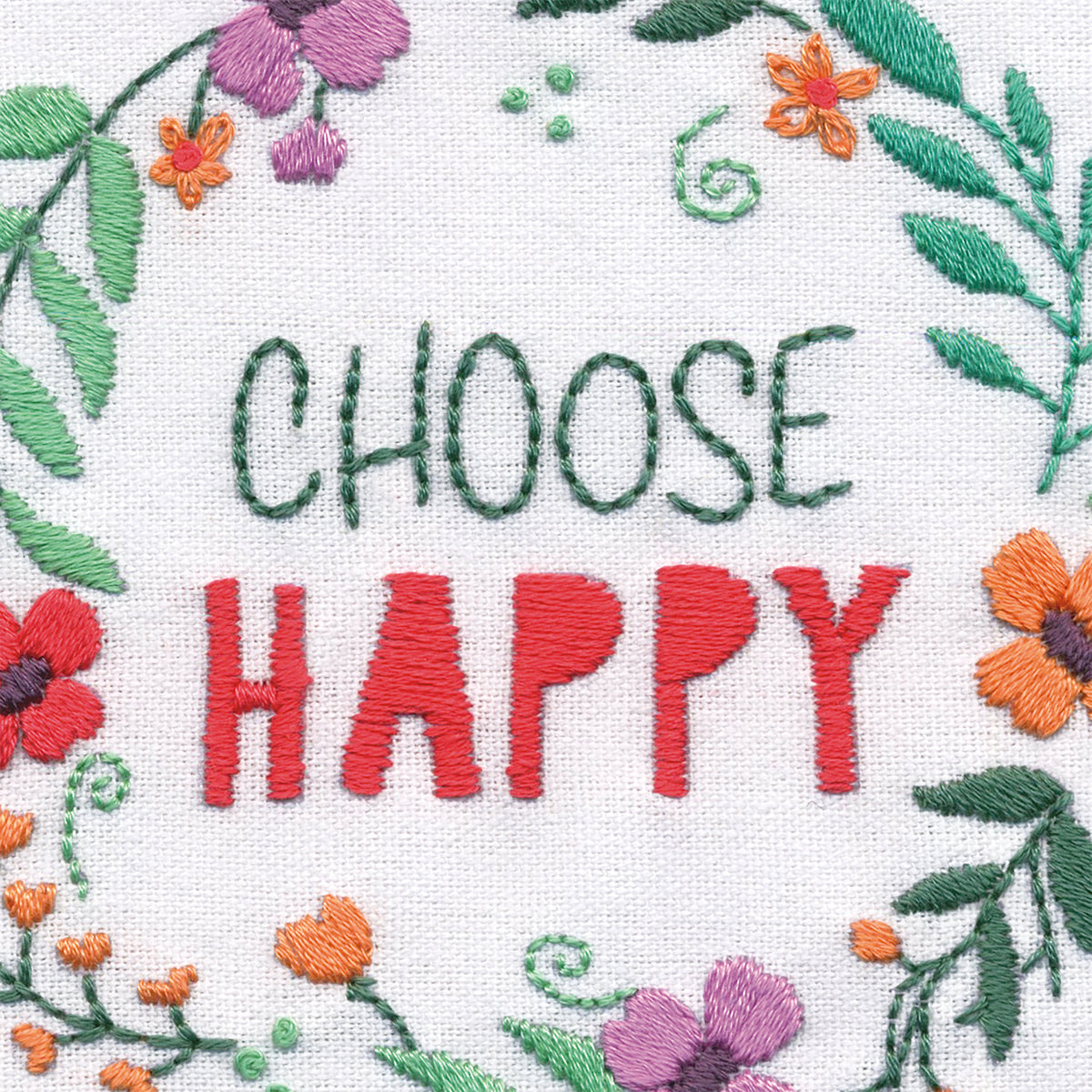 Dimensions Choose Happy Embroidery Kit, 6" diameter