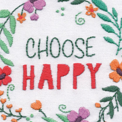 Dimensions Choose Happy Embroidery Kit, 6" diameter