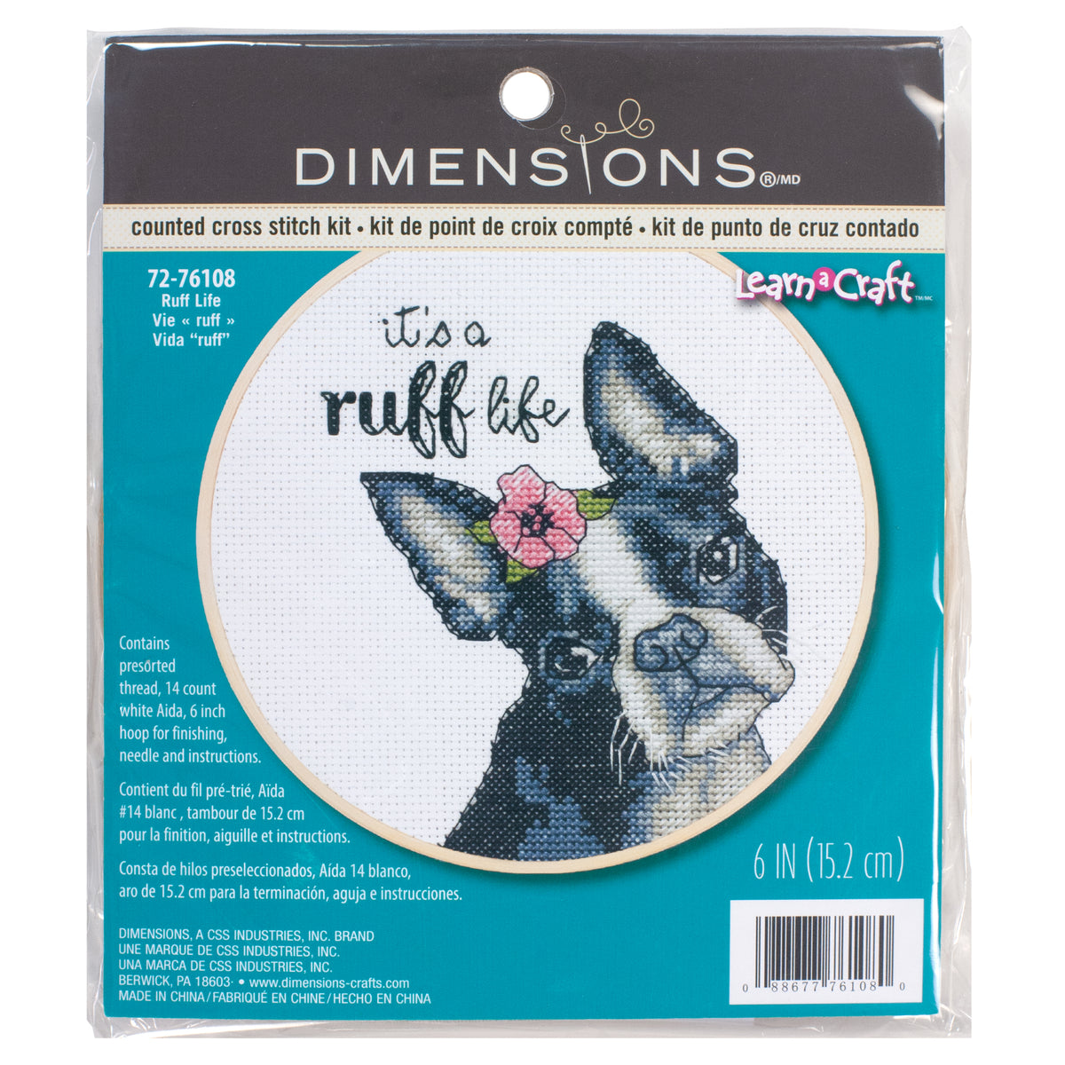 Dimensions Ruff Life Counted Cross Stitch Kit, 6" diameter