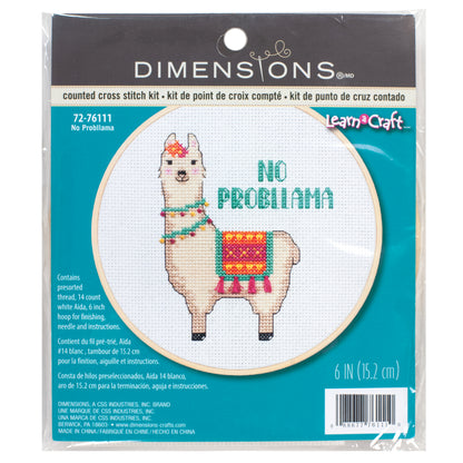 Dimensions No Probllama Counted Cross Stitch Kit, 6" diameter