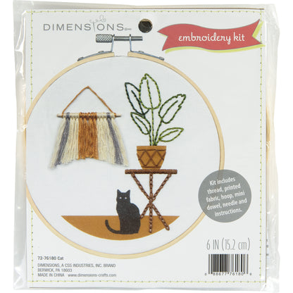 Dimensions Cat Embroidery Kit, 6" diameter