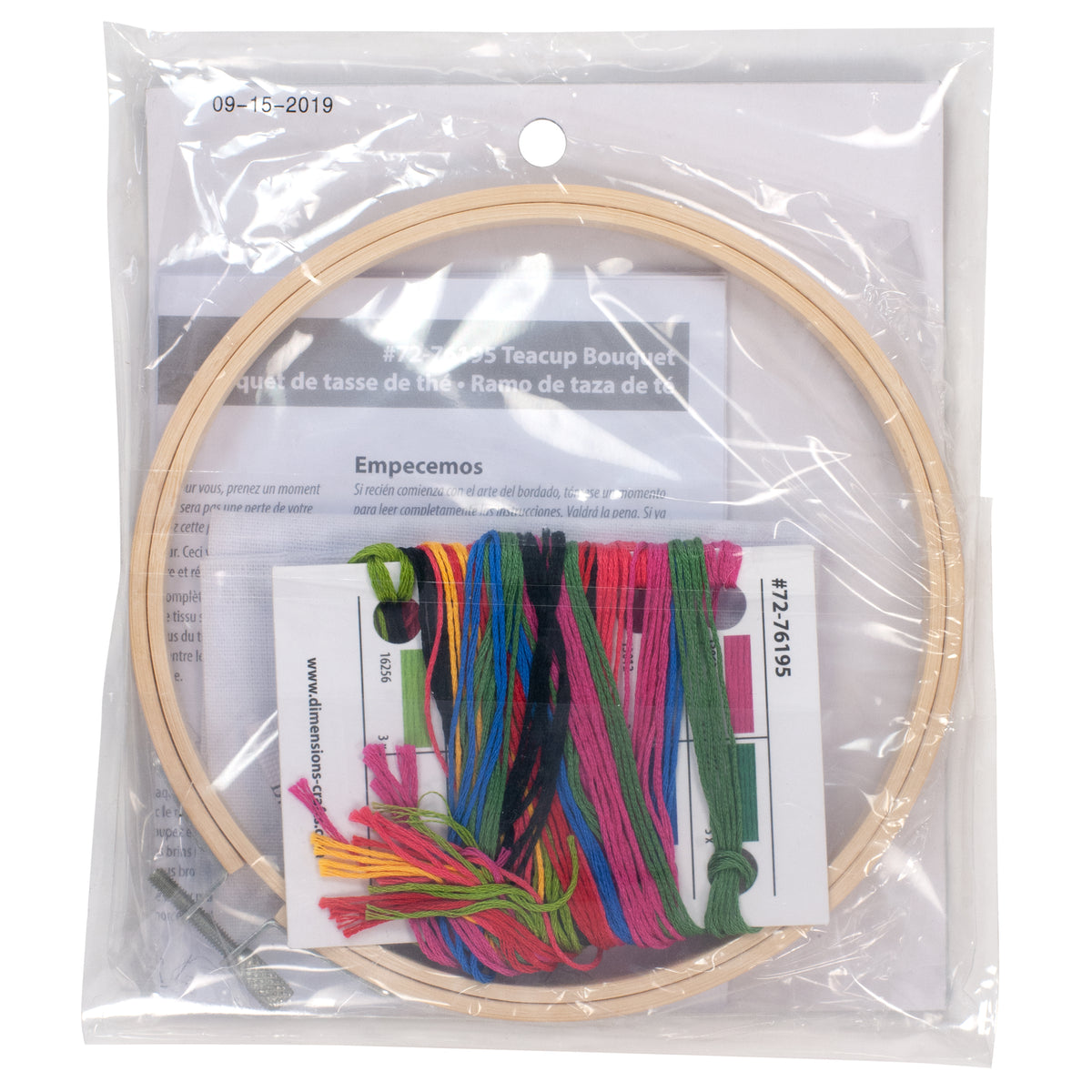 Dimensions Teacup Bouquet Embroidery Kit, 6" diameter