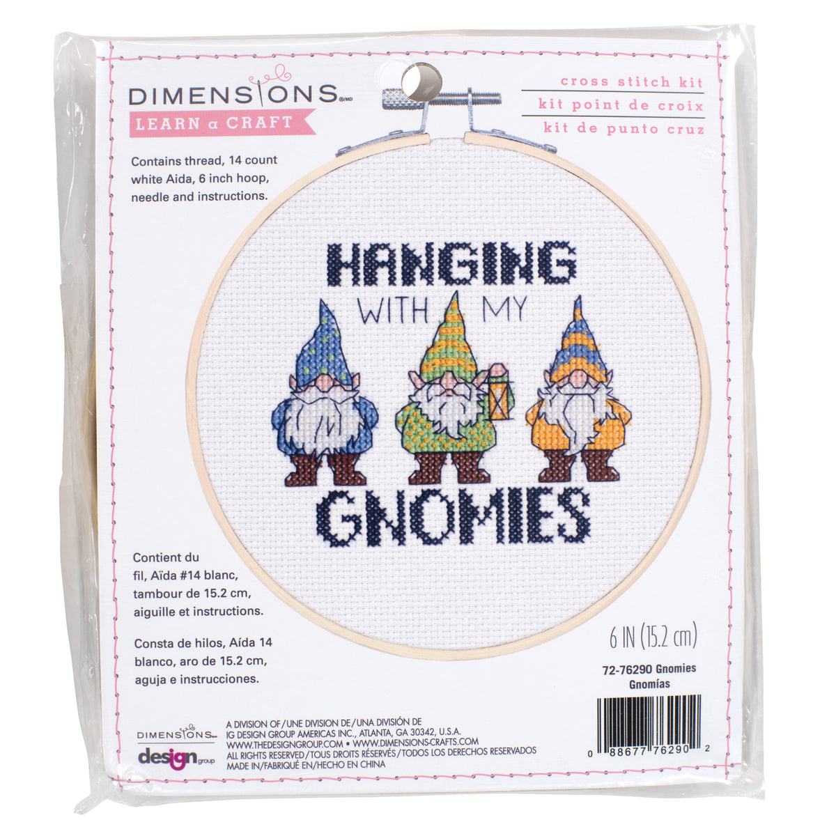 Dimensions Gnomies Counted Cross Stitch Kit, 6" diameter