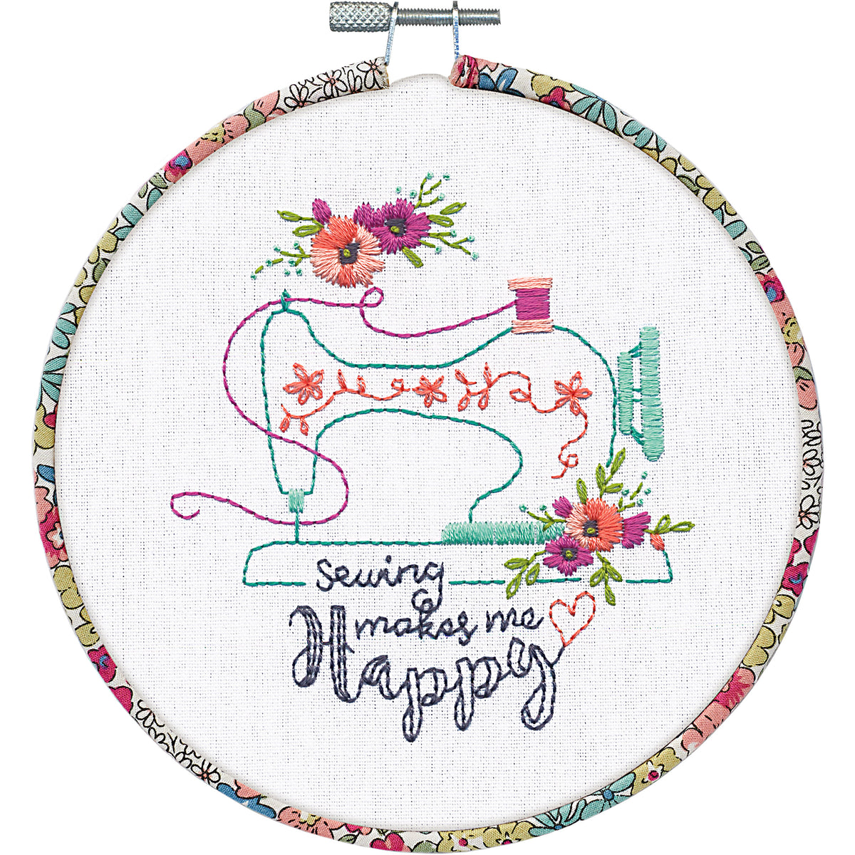 Dimensions Sew Happy Embroidery Kit, 6" diameter