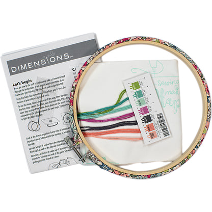 Dimensions Sew Happy Embroidery Kit, 6" diameter