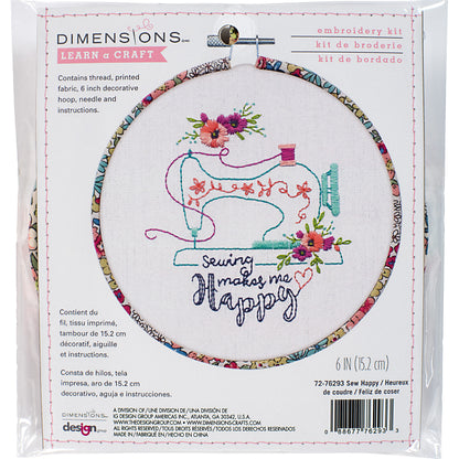 Dimensions Sew Happy Embroidery Kit, 6" diameter