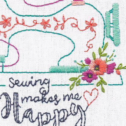 Dimensions Sew Happy Embroidery Kit, 6" diameter