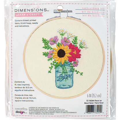 Dimensions Floral Jar Embroidery Kit, 6" diameter