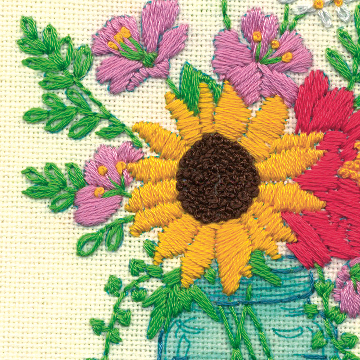 Dimensions Floral Jar Embroidery Kit, 6" diameter