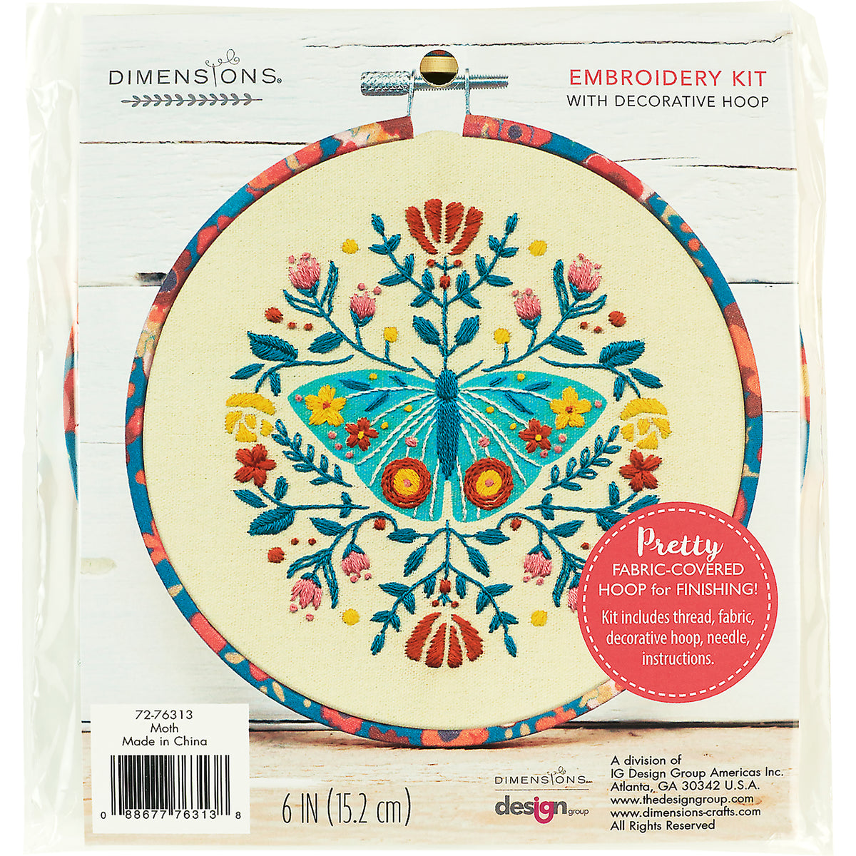Dimensions Moth Embroidery Kit, 6" diameter