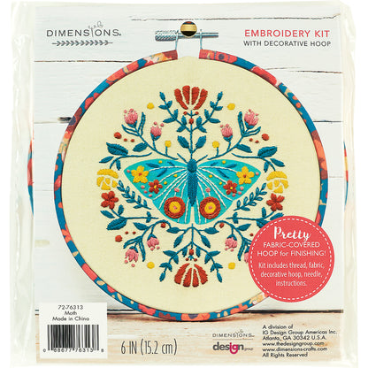 Dimensions Moth Embroidery Kit, 6" diameter