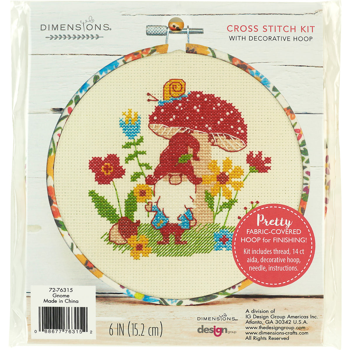 Dimensions Gnome Counted Cross Stitch Kit, 6" diameter