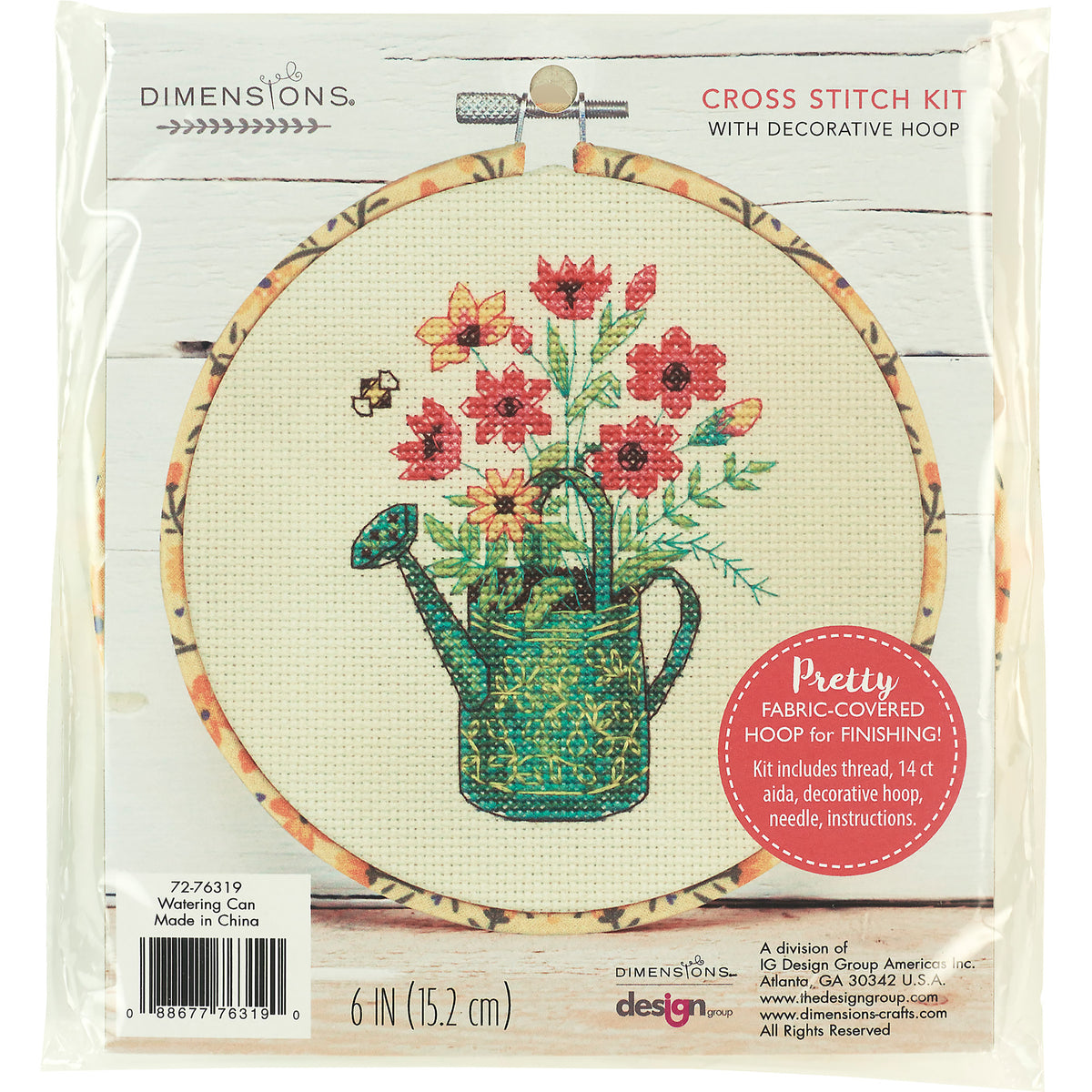 Dimensions Watering Can Counted Cross Stitch Kit, 6" diameter