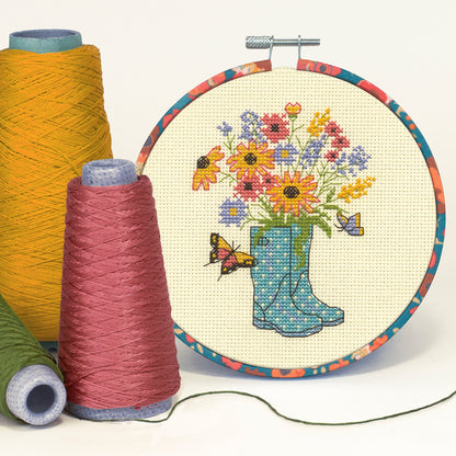 Dimensions Floral Boots Counted Cross Stitch Kit, 6" diameter