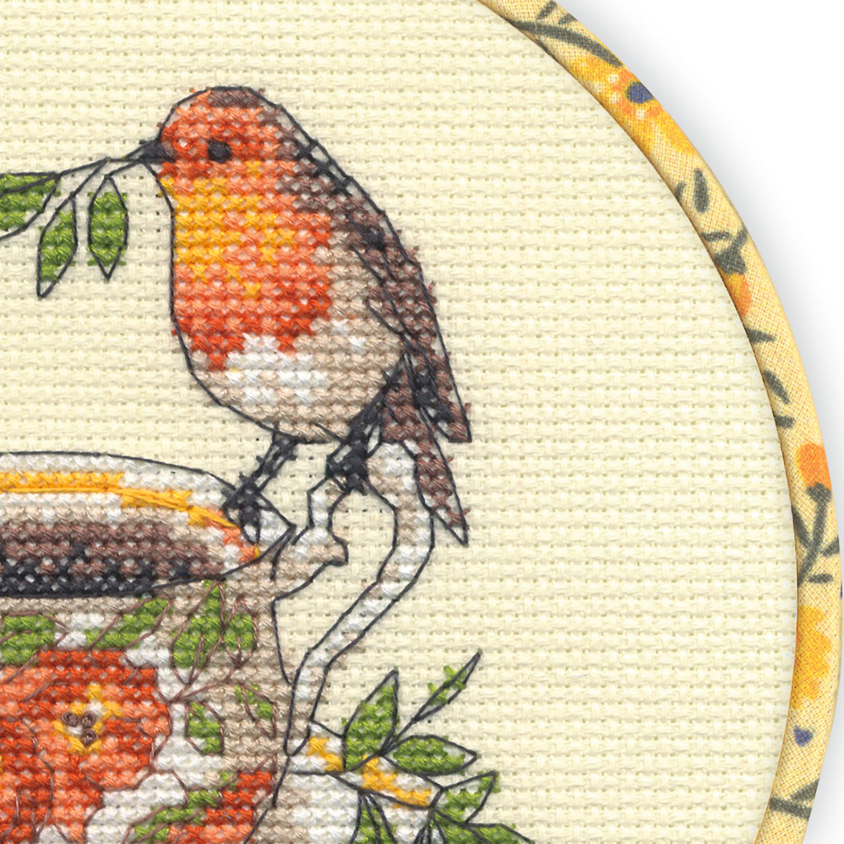 Dimensions Birdie Teacup Counted Cross Stitch Kit, 6" diameter