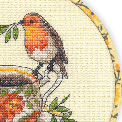 Dimensions Birdie Teacup Counted Cross Stitch Kit, 6" diameter