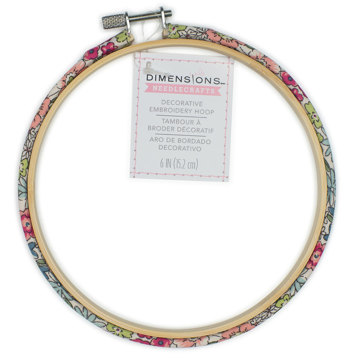 Dimensions Decorative Fabric-Covered Hoop for Embroidery or Cross Stitch, 6" diameter