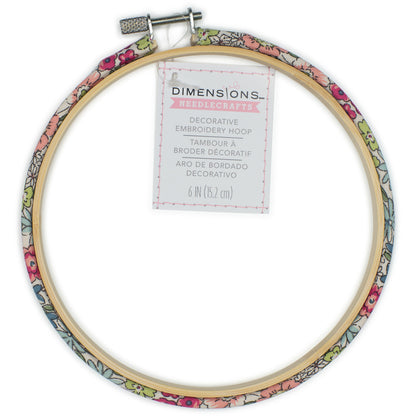 Dimensions Decorative Fabric-Covered Hoop for Embroidery or Cross Stitch, 6" diameter
