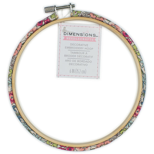 Dimensions Decorative Fabric-Covered Hoop for Embroidery or Cross Stitch, 6" diameter