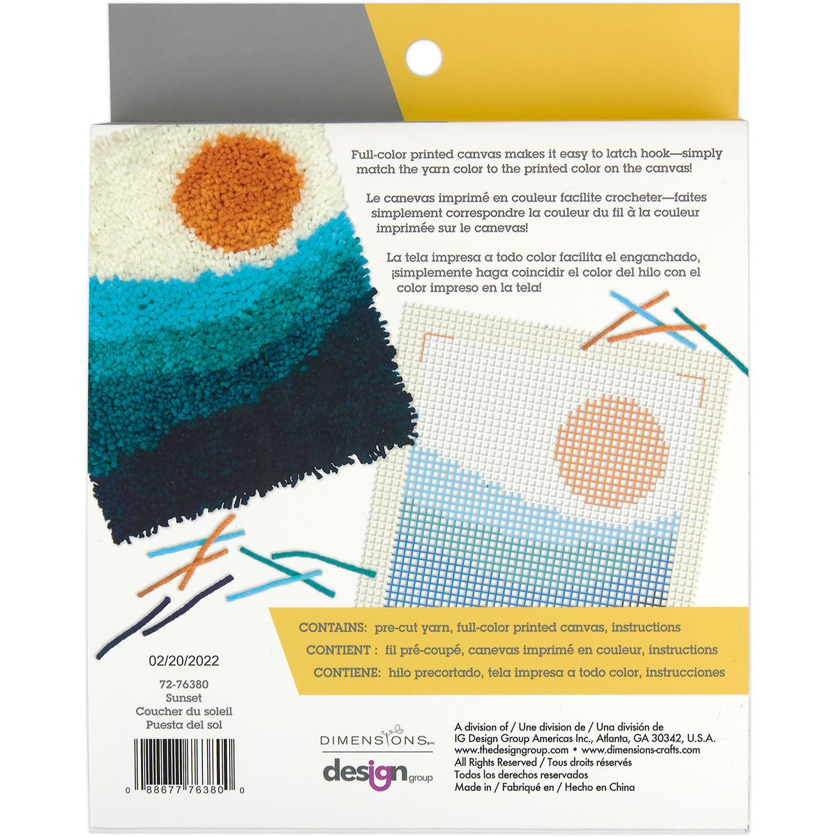 Dimensions Sunset Latch Hook Kit, 10" x 12" excluding fringe
