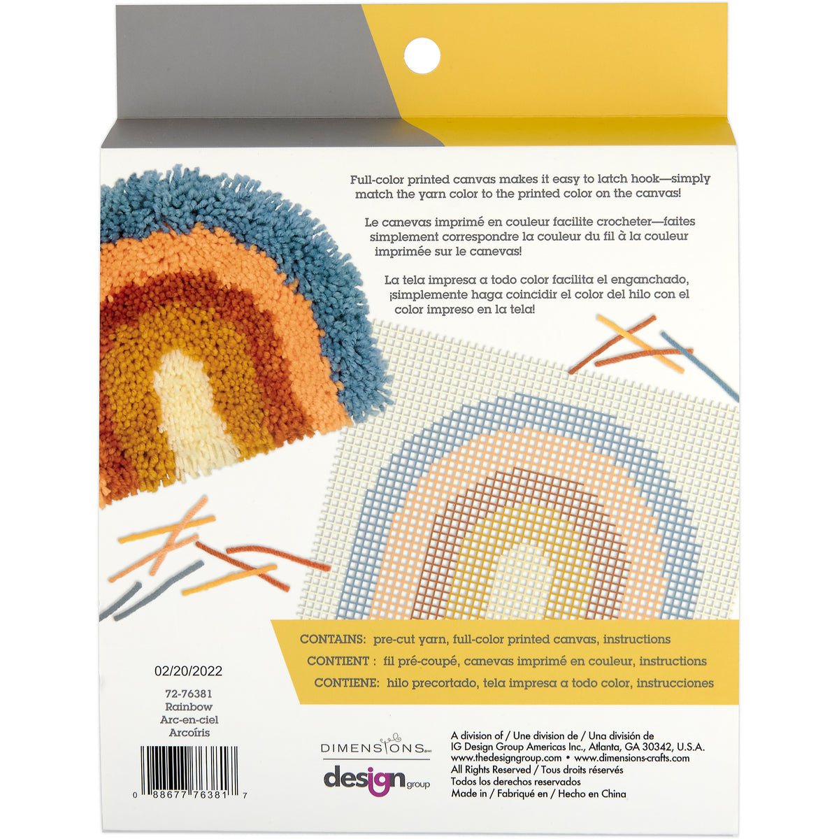 Dimensions Rainbow Latch Hook Kit, 12" x 9" excluding fringe
