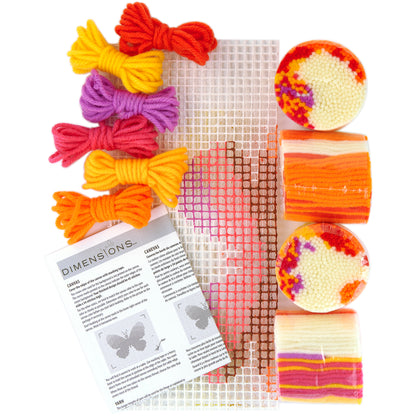 Dimensions Butterfly Latch Hook Kit, 12" x 9" excluding fringe