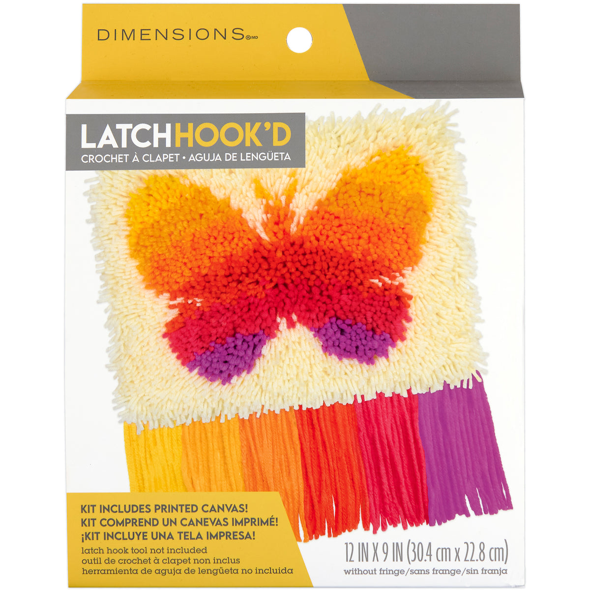 Dimensions Butterfly Latch Hook Kit, 12" x 9" excluding fringe