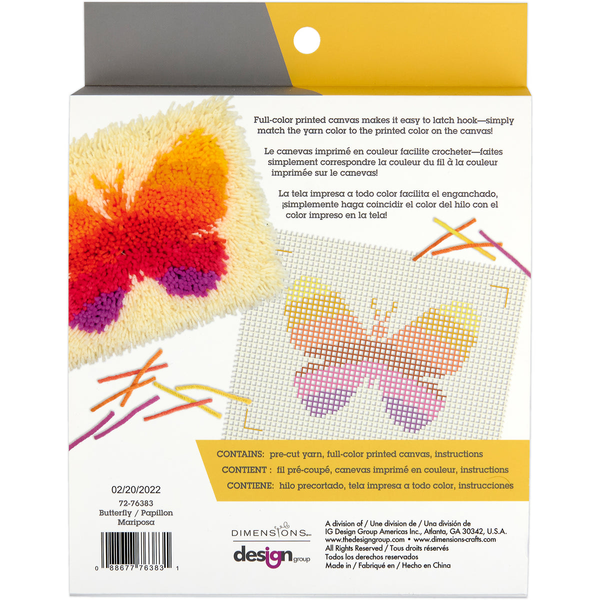 Dimensions Butterfly Latch Hook Kit, 12" x 9" excluding fringe