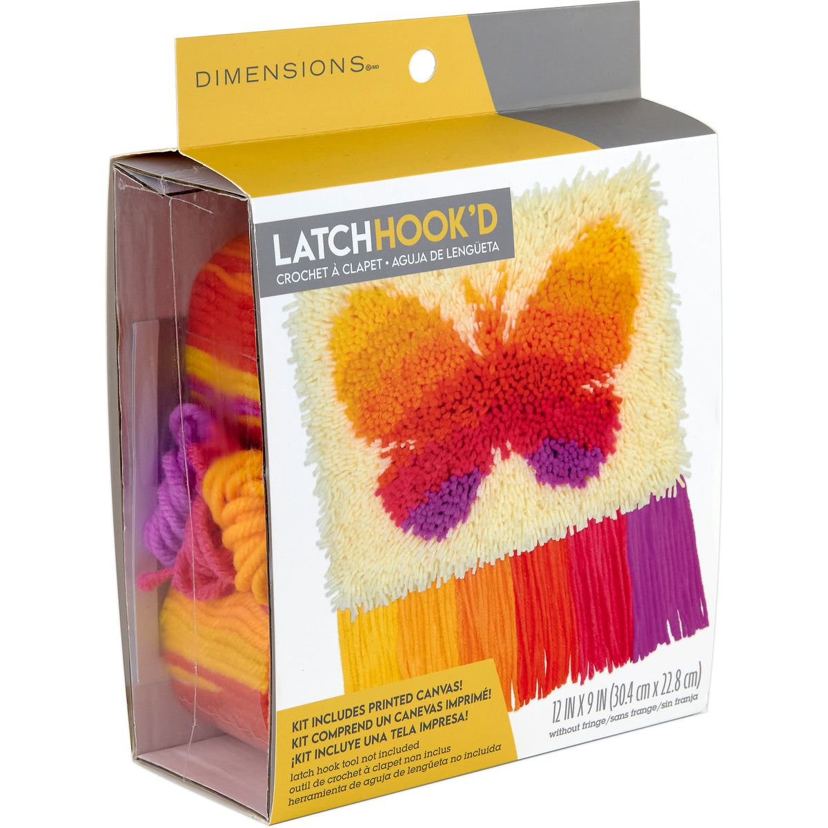 Dimensions Butterfly Latch Hook Kit, 12" x 9" excluding fringe