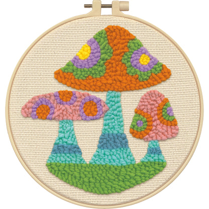 Dimensions Mushrooms Punch Needle Kit, 8" diameter