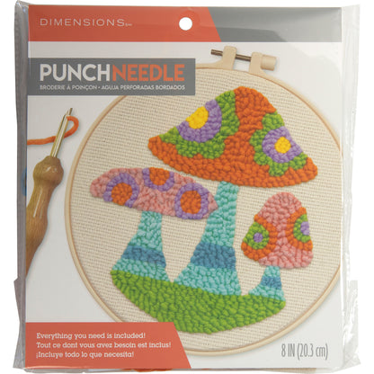 Dimensions Mushrooms Punch Needle Kit, 8" diameter