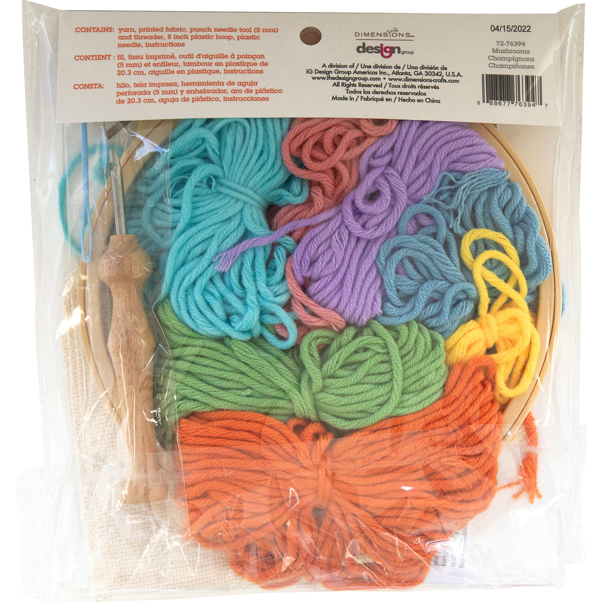 Dimensions Mushrooms Punch Needle Kit, 8" diameter