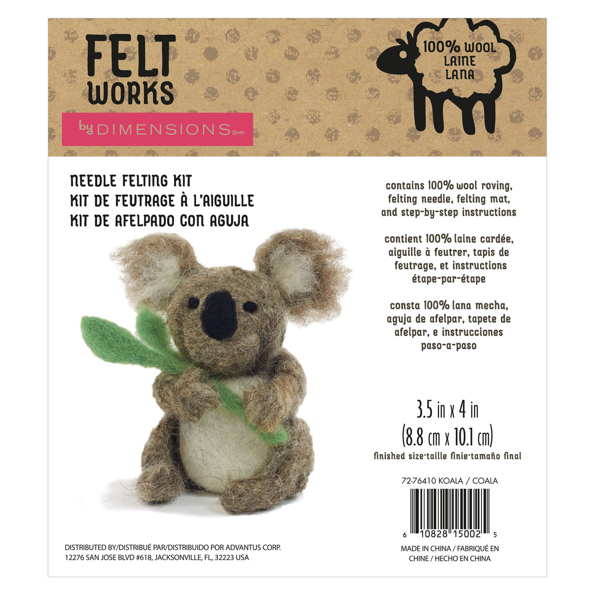 Dimensions Koala Needle Felting Kit, 3.5" x 4"
