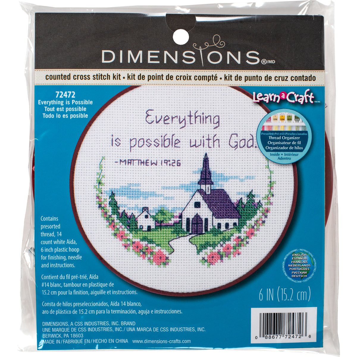 Dimensions Everything is Possible Counted Cross Stitch Kit, 6" diameter