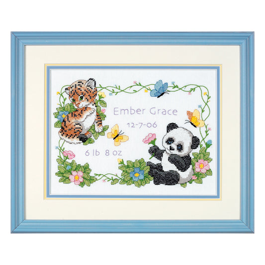 Dimensions Baby Animals Birth Record Stamped Cross Stitch Kit, 12" x 9"