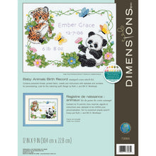 Dimensions Baby Animals Birth Record Stamped Cross Stitch Kit, 12" x 9"