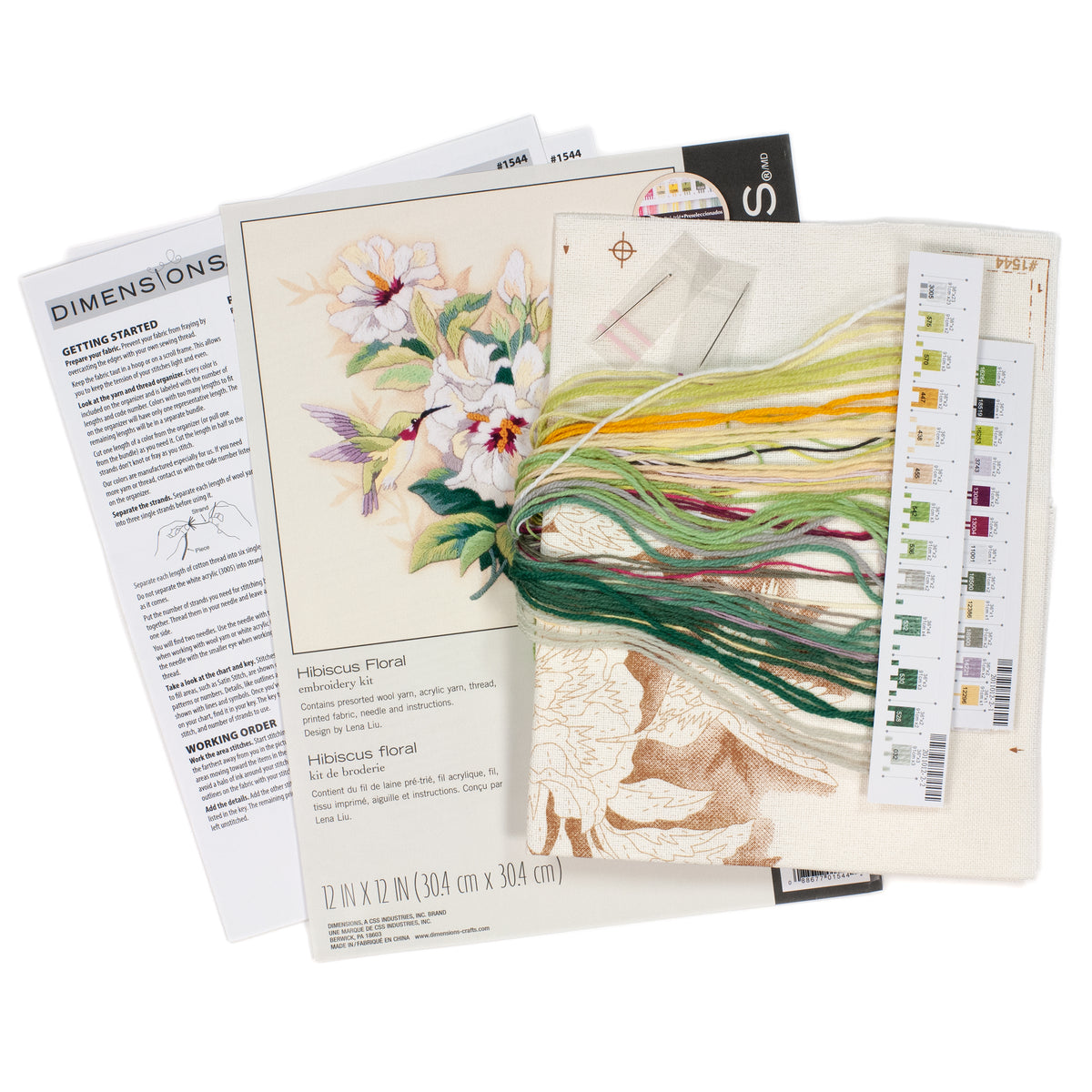 Dimensions Hibiscus Floral Crewel Embroidery Kit, 12" x 12"